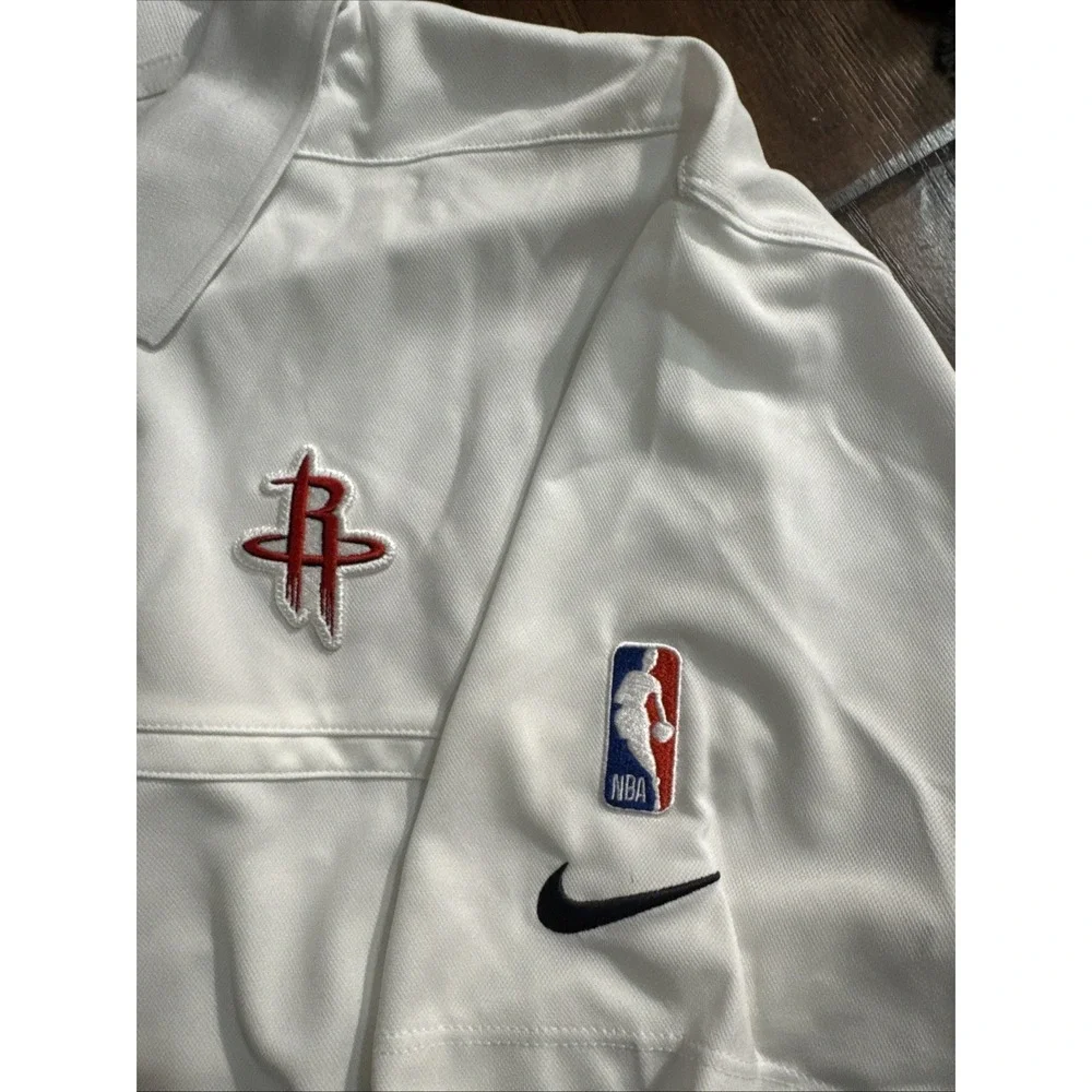 Nike Houston Rockets Mens XL Staff Short Sleeve White Dri Fit Polo NWT